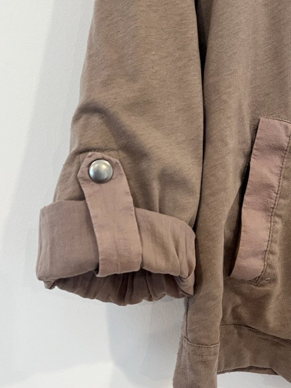 J.Crew Taupe Brown Jersey Moto Jacket Funnel Neck M - Picture 5 of 10